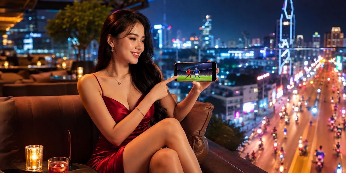 Đường phố Hồ Chí Minh sáng đèn neon về đêm với không khí cá cược thể thao sôi động