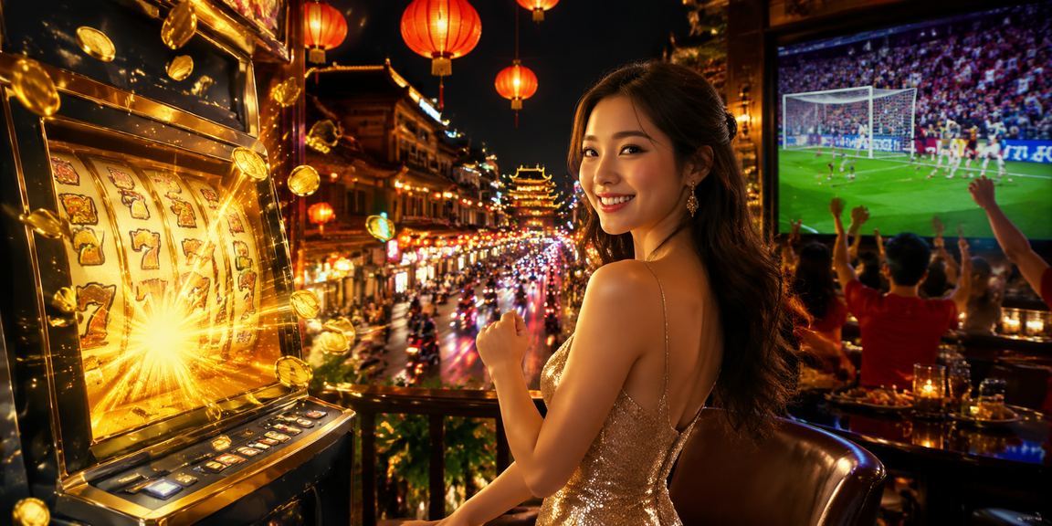 Người chơi tham gia slot game online tại khu chợ đêm Huế buổi tối